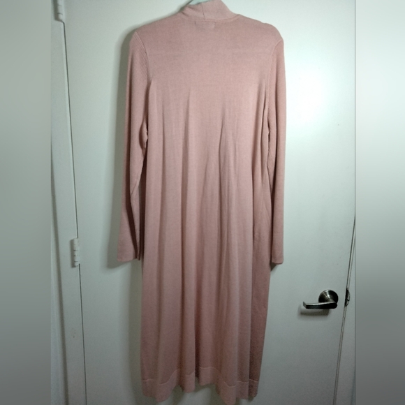 Roaman's (Size L 18/20) Pink Wool Blend LS Open Front Duster Cardigan (NEW-NWT) - Picture 8 of 9